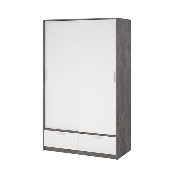 Bílo-šedá šatní skříň s posuvnými dveřmi 121x200 cm Line – Tvilum