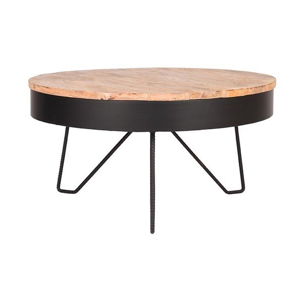 Černý konferenční stolek s deskou z mangového dřeva LABEL51 Saran, ⌀ 80 cm-image-2