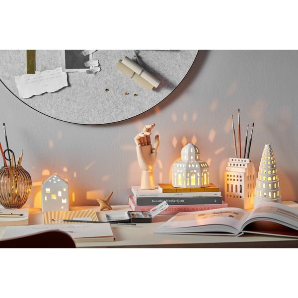 Bílý keramický svícen Kähler Design Urbania Lighthouse Town-image-1