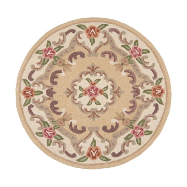 Béžový vlněný koberec Flair Rugs Aubusson, ⌀ 120 cm