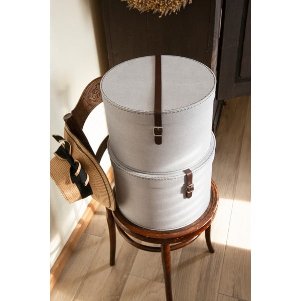 Světle šedé kartonové úložné boxy v sadě 2 ks s víkem ø 37,5x25,5 cm Rut Canvas Paper Laminate – Bigso-image-2