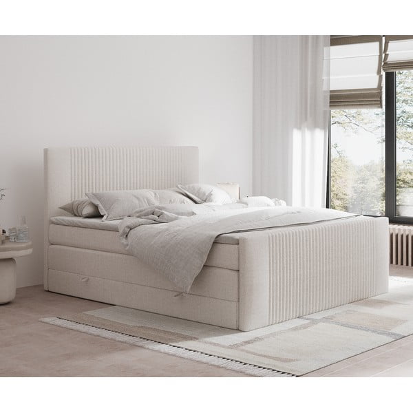 Béžová boxspring postel s úložným prostorem 180x200 cm Bergamo – Maison de Rêve-image-1