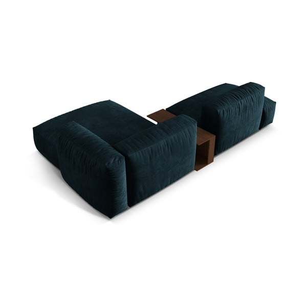 Tmavě modrá sametová modulární rohová pohovka (pravý roh/s lenoškou) Martina – Micadoni -image-3