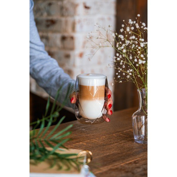 Sada 2 dvoustěnných sklenic na latté Vialli Design Geo, 350 ml-image-1