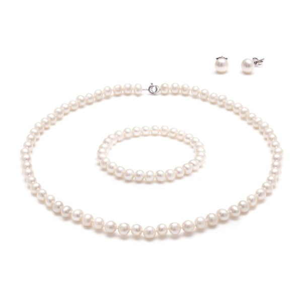 Set bílých perlových šperků GemSeller Cava