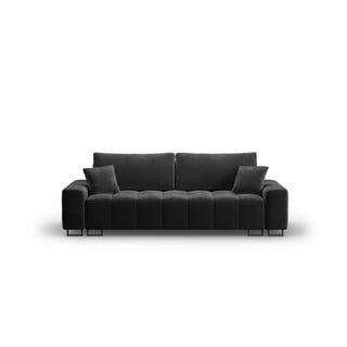 Tmavě šedá sametová rozkládací pohovka s úložným prostorem  250 cm Wicklow – Cosmopolitan Design