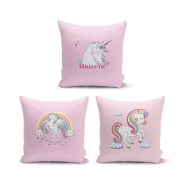 Dětské povlaky na polštáře v sadě 3 ks Unicorn Pony - Minimalist Cushion Covers