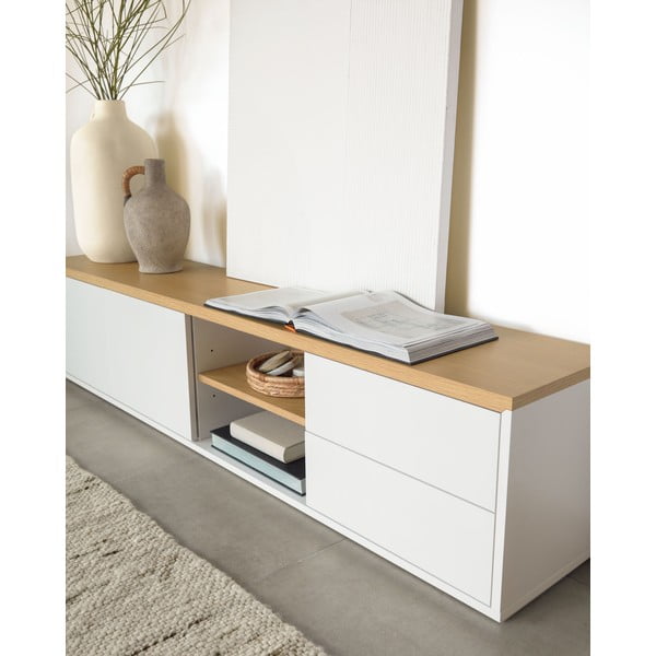 Bílý TV stolek 200x44 cm Abilen – Kave Home-image-1