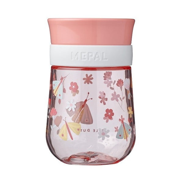 Světle růžový tritanový dětský hrnek 300 ml Flowers & butterflies – Mepal