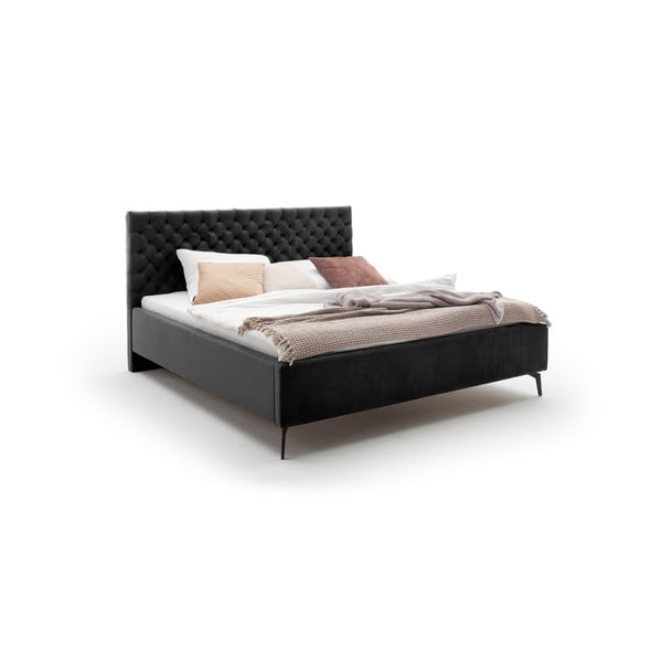 Černá čalouněná dvoulůžková postel s úložným prostorem s roštem 180x200 cm La Maison – Meise Möbel