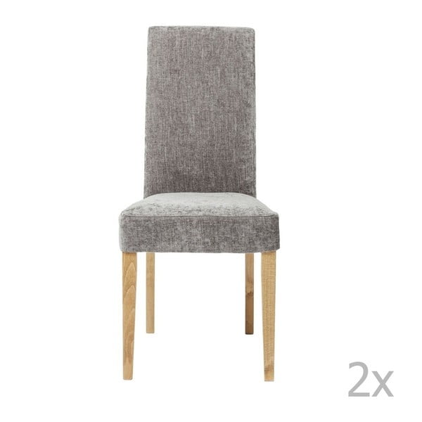 Sada 2 tmavě šedých jídelních židlí s dřevěným podnožím Kare Design Shine