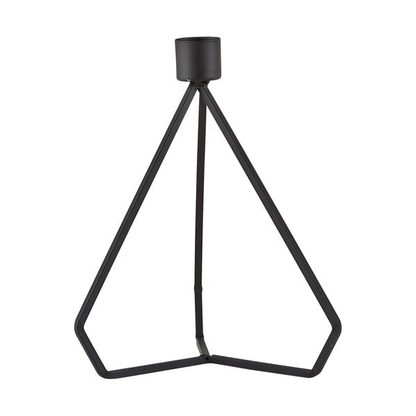 Černý kovový svícen KJ Collection Triangle, výška 17,5 cm
