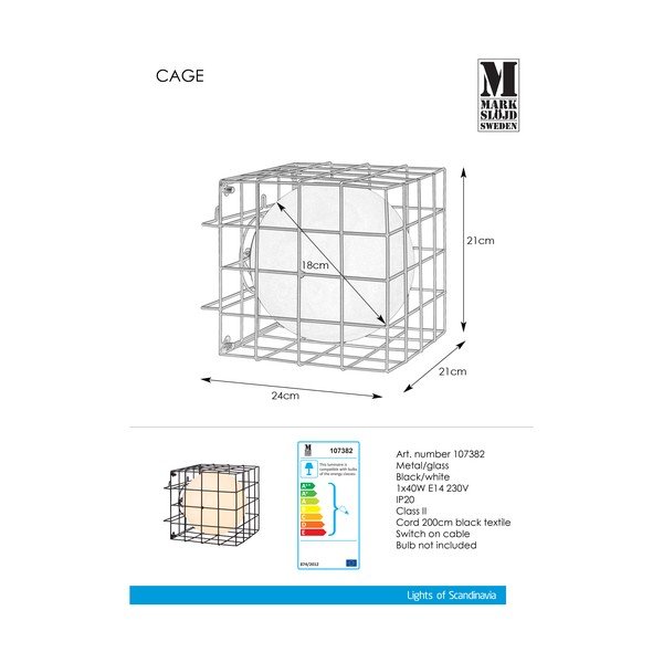 Černé nástěnné svítidlo Markslöjd Cage-image-2