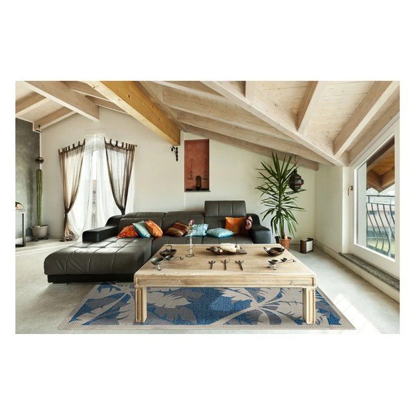 Modro-šedý venkovní koberec Floorita Palms, 160 x 230 cm-image-3