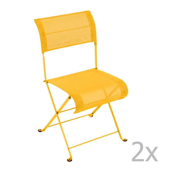 Sada 2 žlutých skládacích židlí Fermob Dune