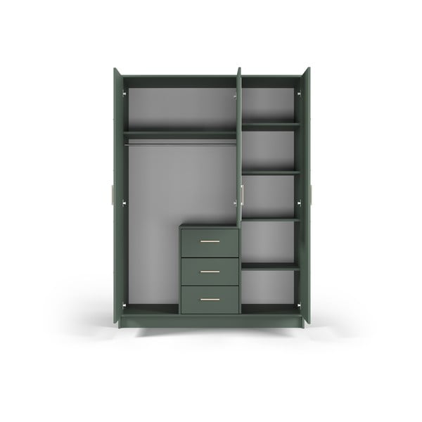 Zelená šatní skříň se zrcadlem 147x200 cm Burren - Cosmopolitan Design-image-4