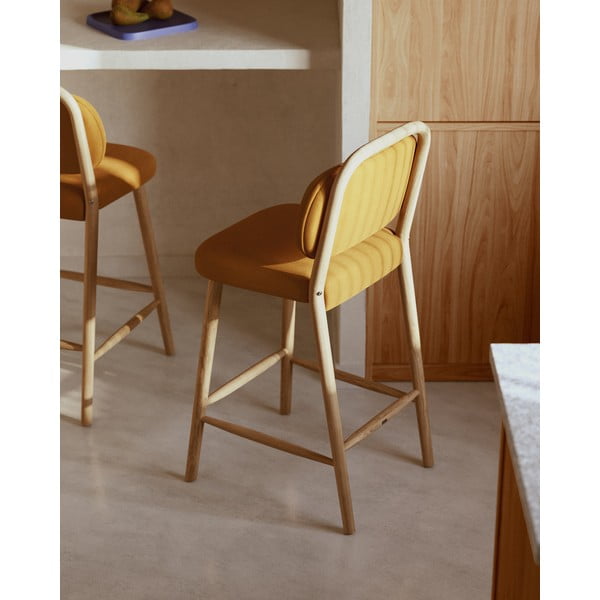 Barová židle v hořčicové barvě (výška sedáku 66 cm) Helda – Kave Home-image-2