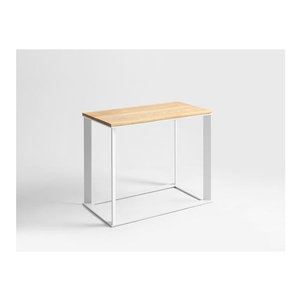 Konzolový stolek s bílým podnožím a dubovou deskou Custom Form Skaden, délka 100 cm
