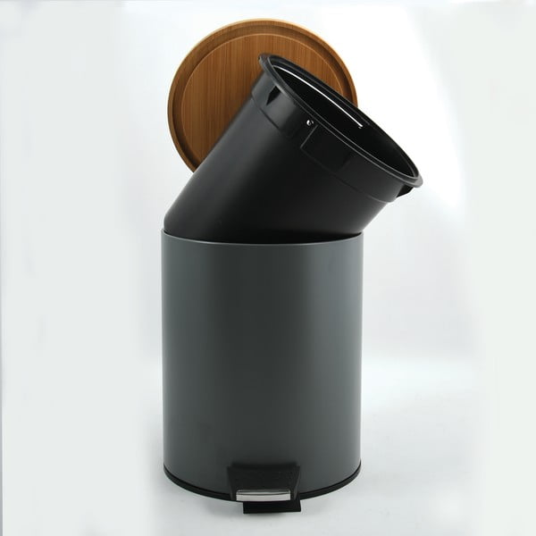 Tmavě šedý nášlapný ocelový odpadkový koš 5 l   Adonis – Spirella-image-2