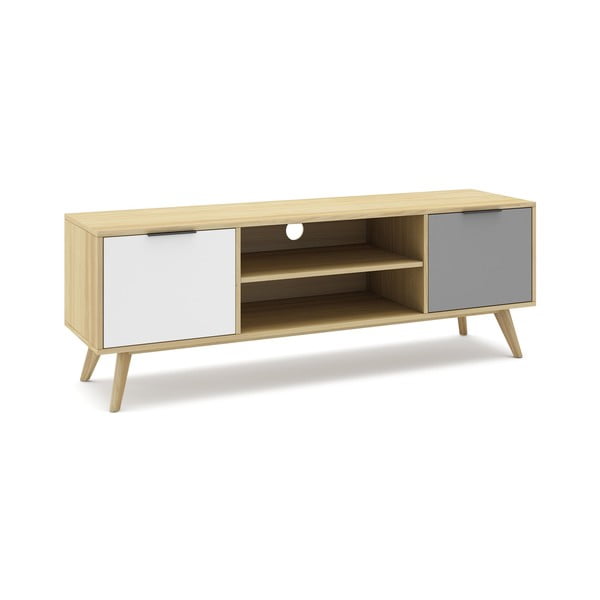 TV stolek z borovicového dřeva v přírodní barvě 140x53 cm Elfa – Marckeric-image-2