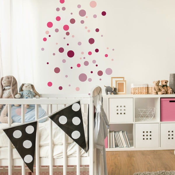 Sada 100 růžových nástěnných samolepek Ambiance Round Stickers-image-3