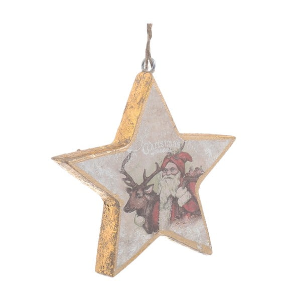 Vánoční dřevěná závěsná dekorace ve tvaru hvězdy InArt Molly