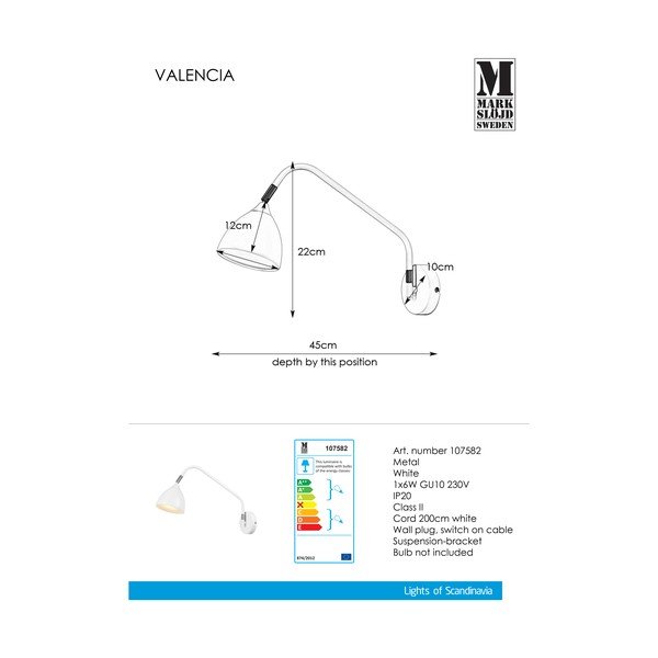 Bílá nástěnná lampa Markslöjd Valencia-image-2