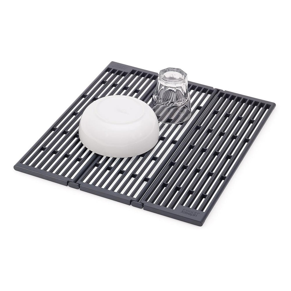 Šedá nastavitelná plastová odkapávací mřížka na dřez 43x13 cm Platform – Joseph Joseph