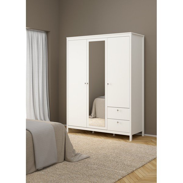 Bílá šatní skříň se zrcadlem 150x199x58 cm Madrid – Tvilum-image-3