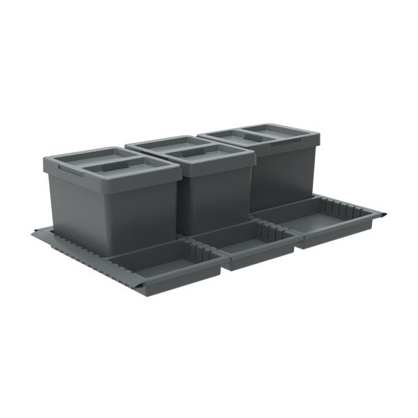 Šedý plastový odpadkový koš 3x12 l na tříděný odpad/vestavný Metropolis Flip-up – Elletipi