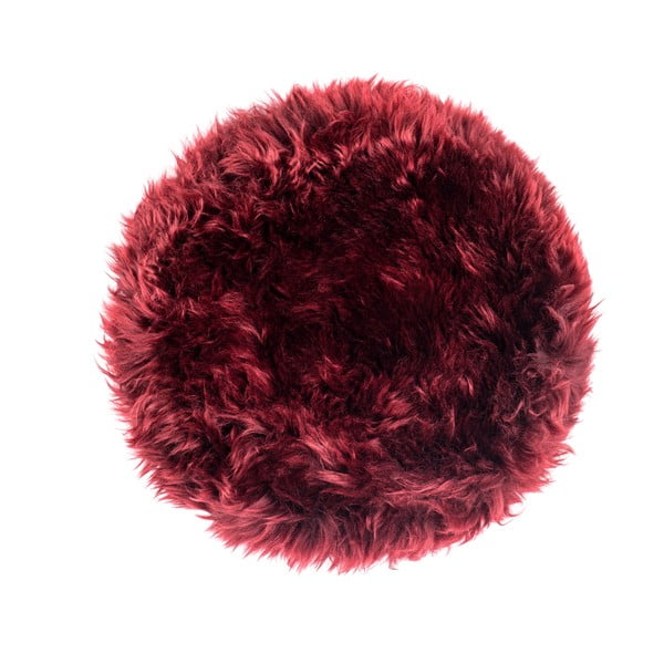 Červený podsedák z ovčí kožešiny na jídelní židli Royal Dream Zealand Round, ⌀ 35 cm