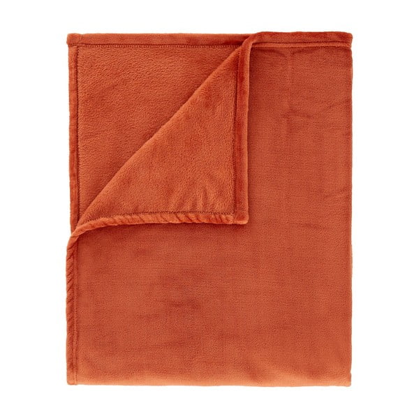 Oranžový přehoz z mikroplyše na dvoulůžko 200x240 cm Raschel – Catherine Lansfield-image-4