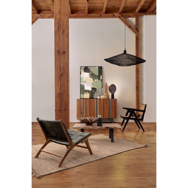 Černý/v přírodní barvě konferenční stolek s deskou z akácie 65x115 cm Aron – Bizzotto-image-4