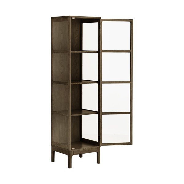 Tmavě hnědá vitrína v dekoru dubu 47x180x40 cm Zamora – House Nordic-image-3