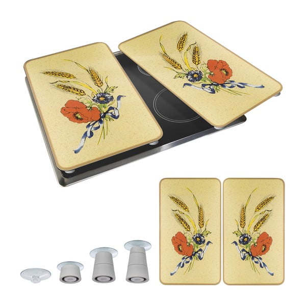 Kryty na sporák v sadě 2 ks z tvrzeného skla 52x30 cm Corn-Flowers - Maximex-image-2