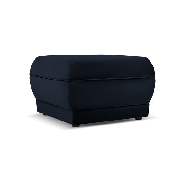 Tmavě modrý sametový taburet Lando – Micadoni Home-image-2