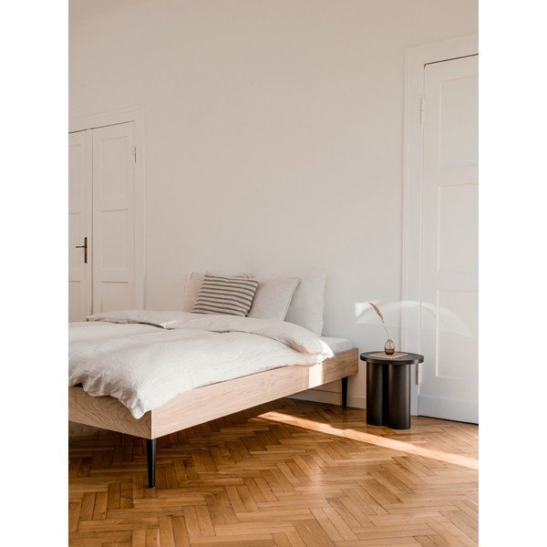 Černá dvoulůžková postel z dřevotřísky bez čela s roštem 200x200 cm Streiko – noo.ma-image-1