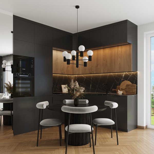 Černé závěsné svítidlo se skleněným stínidlem Orbital – Sollux-image-1