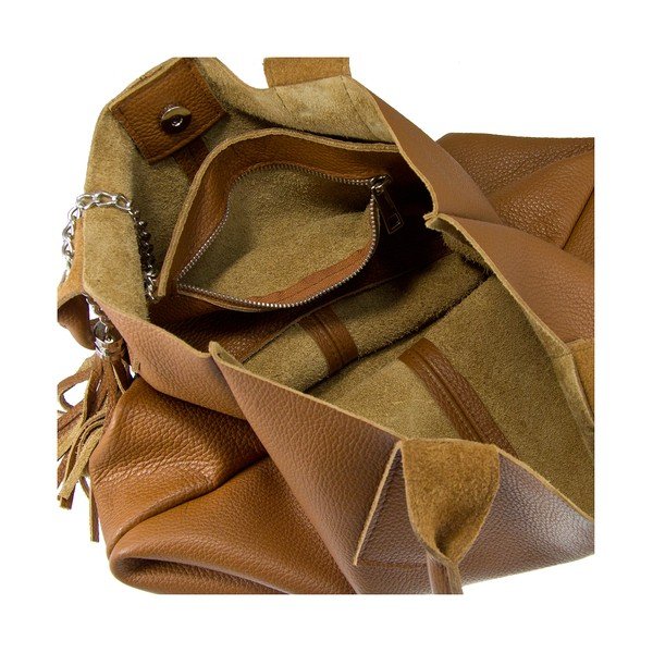 Koňakově hnědá kožená kabelka Giorgio Costa Lauretta-image-4