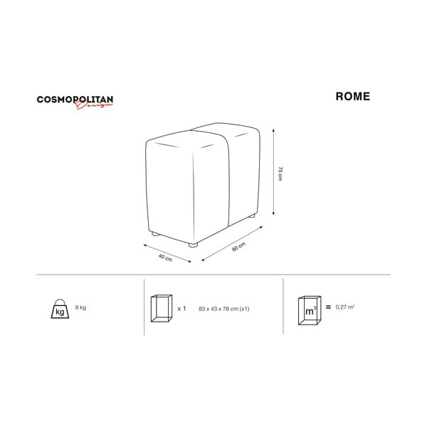 Žlutá sametová opěrka k modulární pohovce Rome Velvet - Cosmopolitan Design-image-3