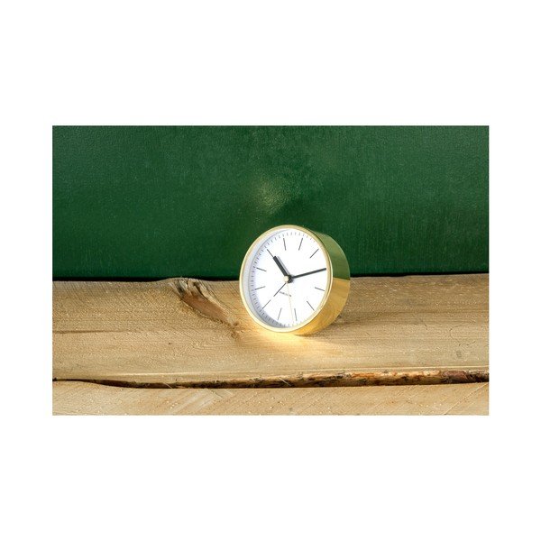 Bílé stolní hodiny s detaily ve zlaté barvě Karlsson Minimal, ⌀ 10 cm-image-2