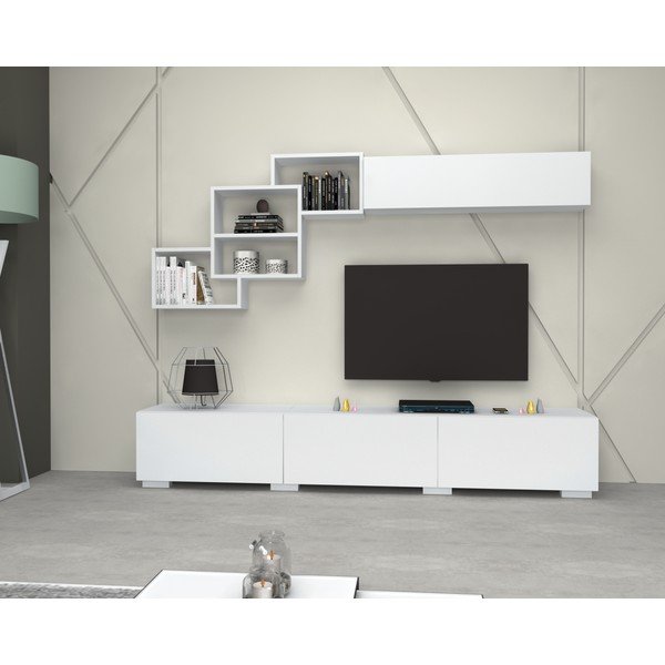 Bílý TV stolek 210x40 cm Fly – Gauge Concept-image-2