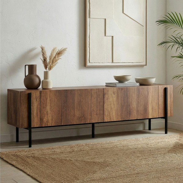 TV stolek v dekoru ořechu v tmavě přírodní barvě 180x45x30 cm Nexus – Kalune Design-image-2