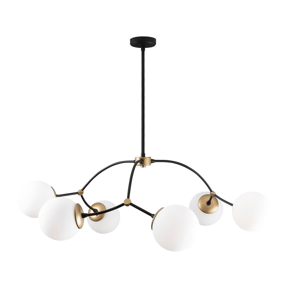 Bílo-černé závěsné svítidlo se skleněným stínidlem ø 90 cm Kromozom – Opviq lights
