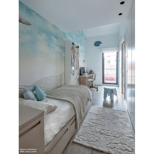 Krémový pratelný ručně tkaný bavlněný dětský koberec 90x130 cm Clouds – Lorena Canals-image-4