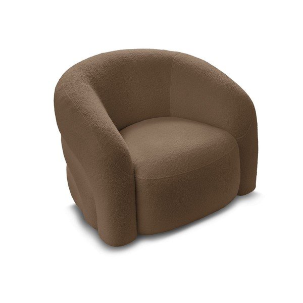 Hnědé otočné křeslo z textilie bouclé Elina – Bobochic Paris-image-4