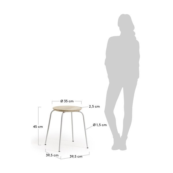 Bílá kovová stolička se sedákem z mangového dřeva Kave Home Nax-image-2