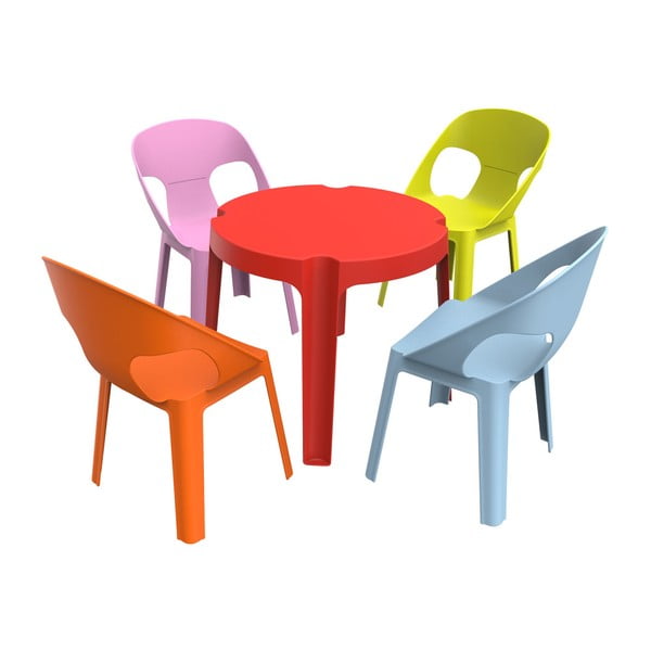 Dětský zahradní set 1 červeného stolu a 4 židliček Resol Julieta