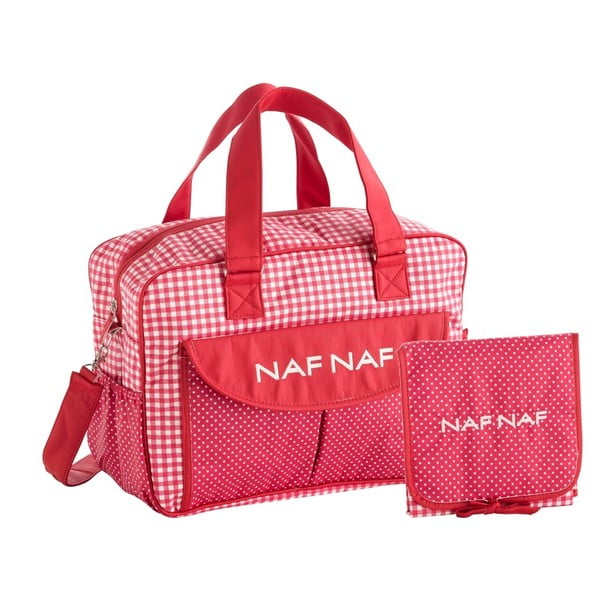 Set červené tašky na kočárek a přebalovací podložky Naf Naf Vichy