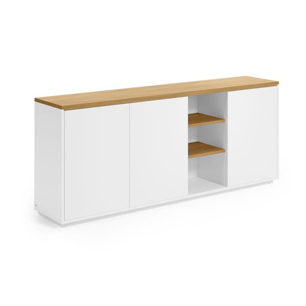 Bílá komoda v dekoru dubu 180x75x36 cm Abilen – Kave Home